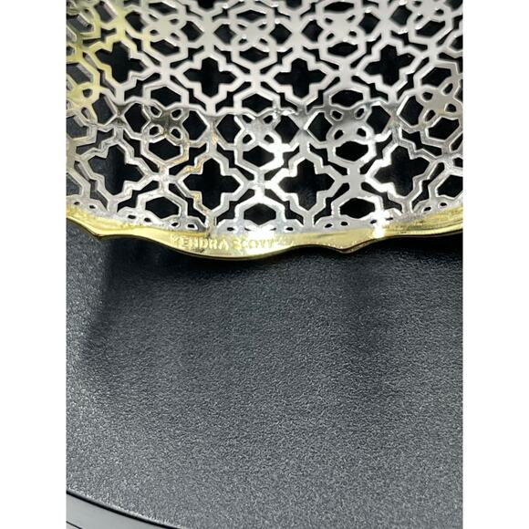 Kendra Scott Candice Two Tone Silver Gold Filigree Yellow Rose Cuff Bracelet - Picture 9 of 12